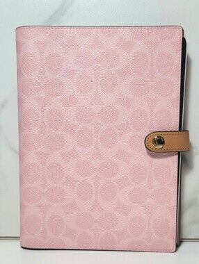 COACH Leather Notebook Signature Canvas Powder Pink NWT